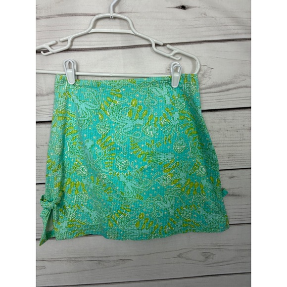 Lilly Pulitzer Dresses & Skirts - Lilly Pulitzer Turquoise Green Octopus Seersucker Bow Mini Skirt Womens 4